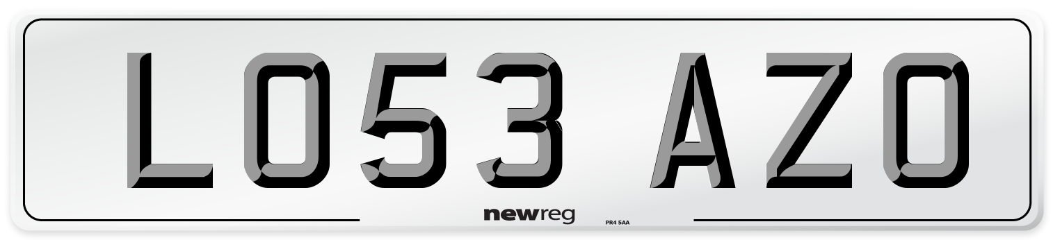 LO53 AZO Number Plate from New Reg